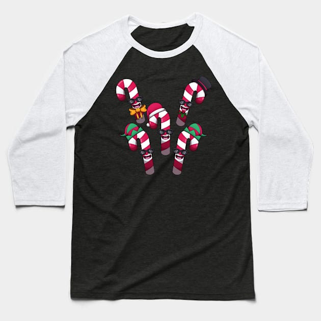 Cool Christmas Candy Cane’s Baseball T-Shirt by TheMaskedTooner